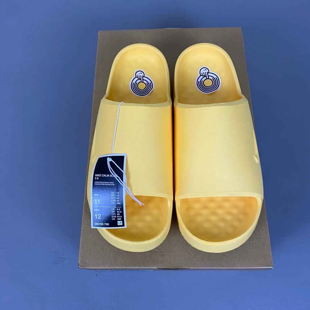 Nike Calm Slide 2.0 Men's Size 11 Women's 12 Topaz Gold Comfort Sandals NEW NIB